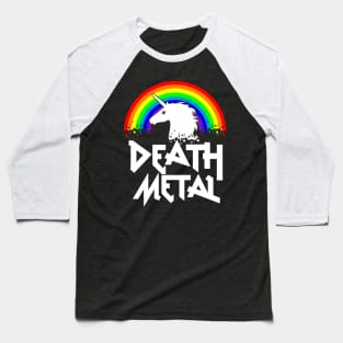 Death Metal Unicorn Funny Rocker Festival Horns Hand Music Metal Baseball T-Shirt